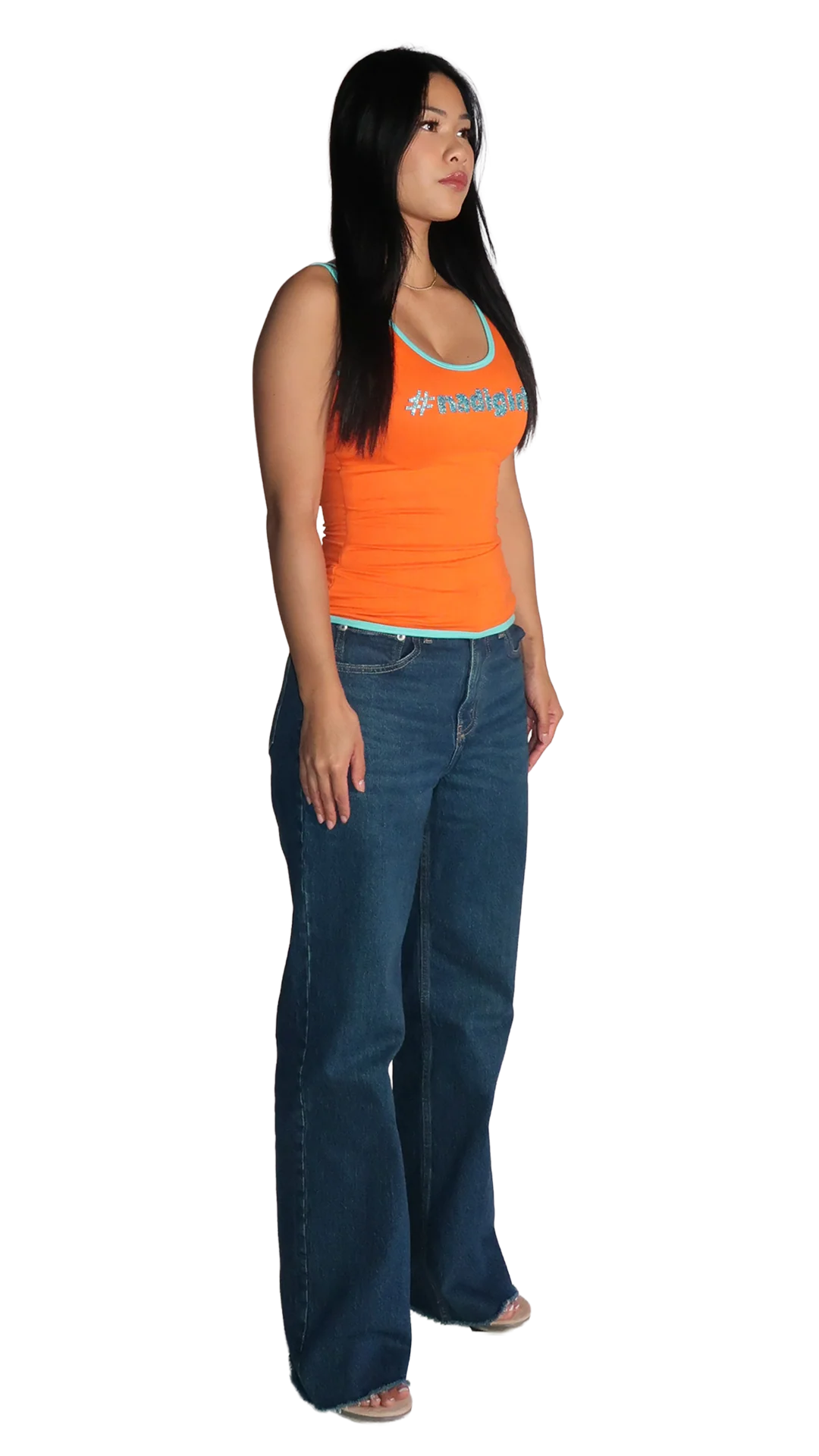 ORANGE/BLUE #nadigirl TANK TOP - Image 7